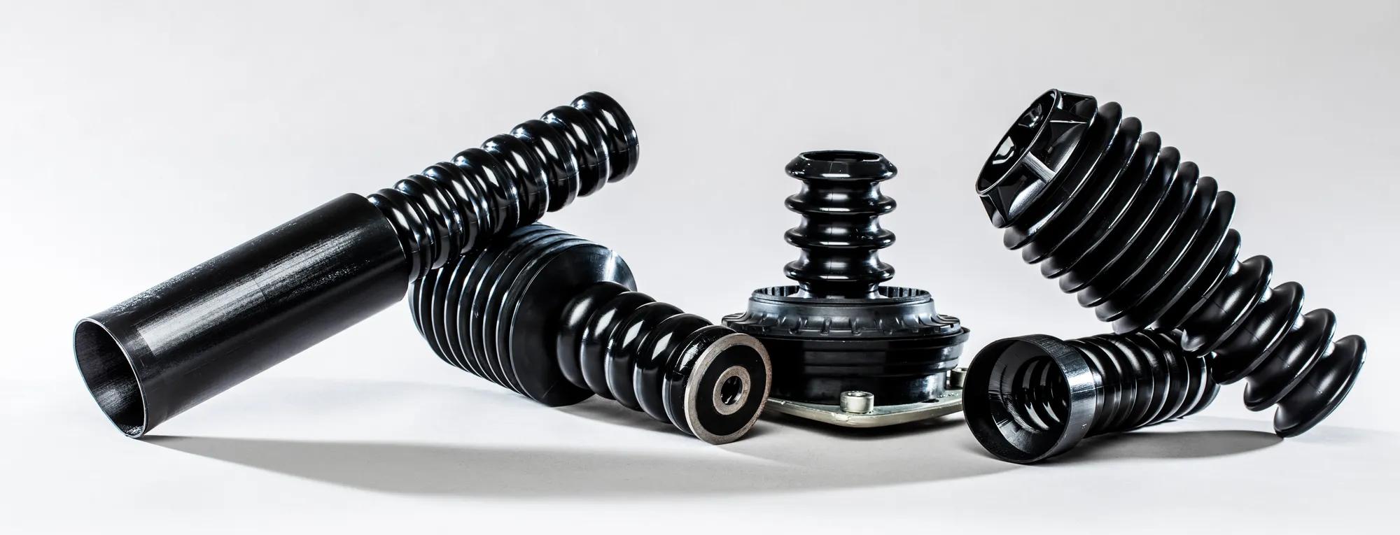 Discover Trelleborg Boots’ Jounce Bumpers: innovative designs made from copolymer copolyester-ether, available as a classic option or a combined bumper and dust cover with an optional clamping ring.
