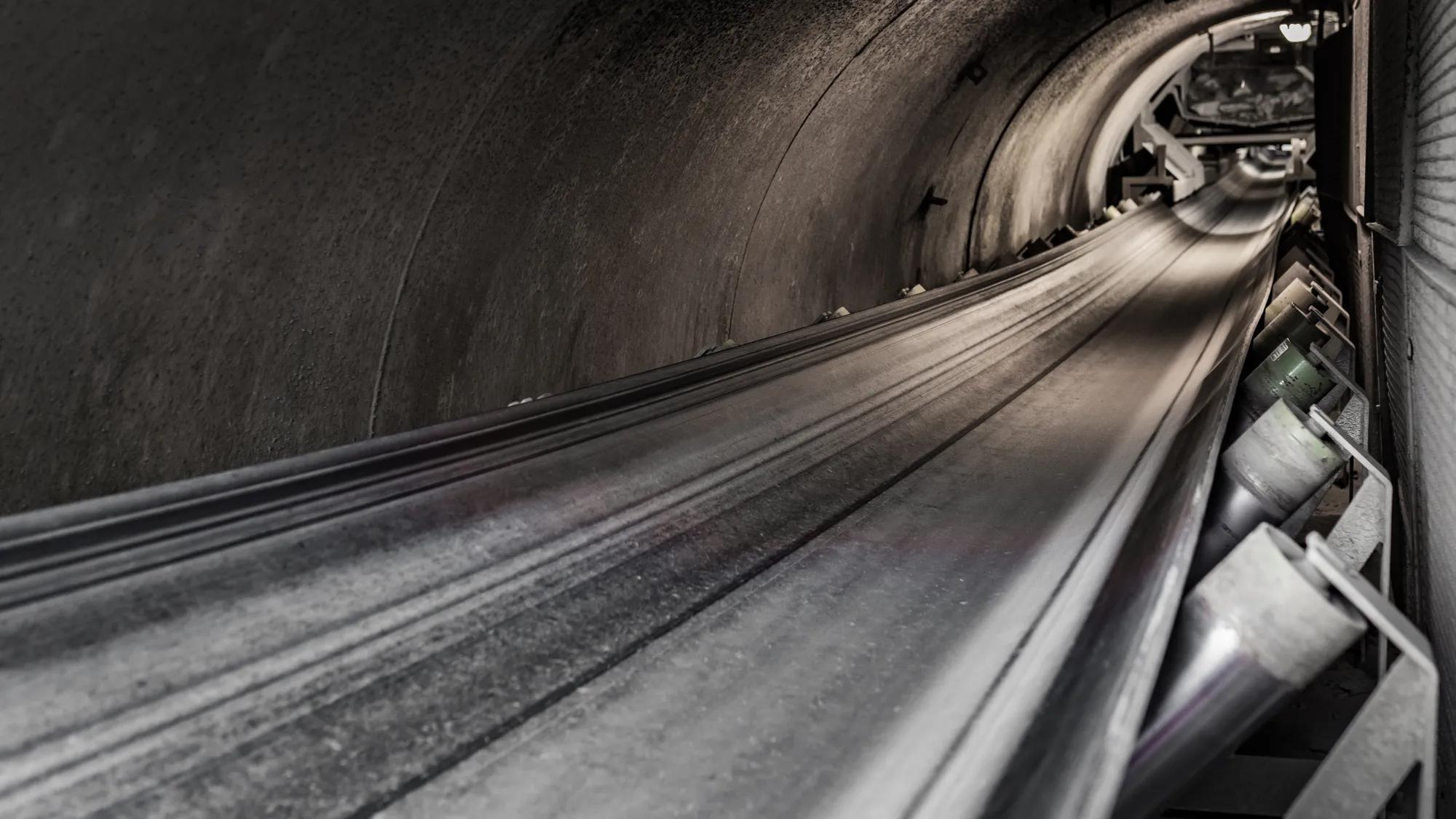 Conveyor belt in mining industry setup
