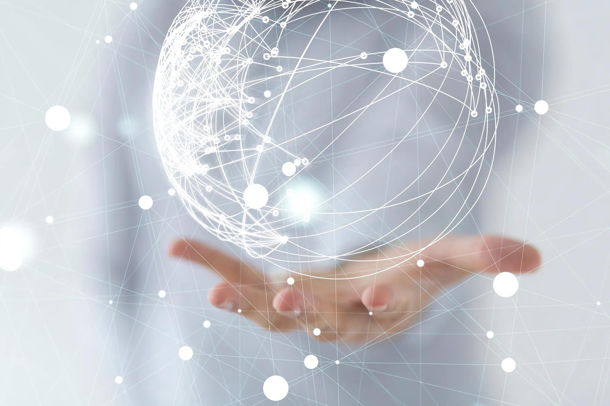 Hand holding an imaginary globe
