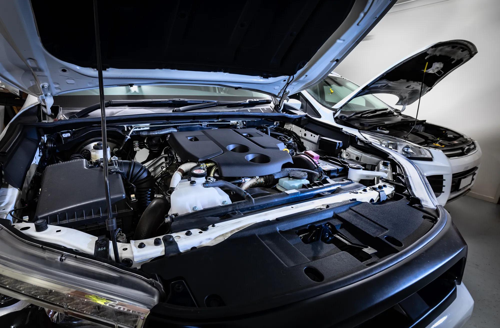 Car engine hood open