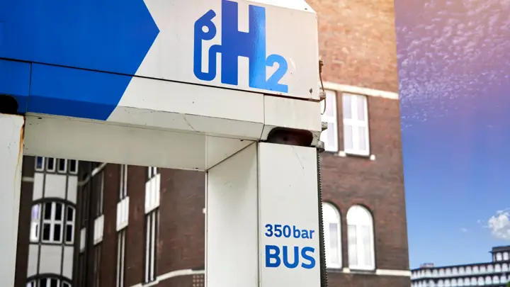 Part of a hydrogen gas filling station for buses powered by the gas produced from water and electricity