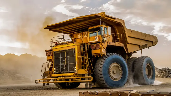 Dump Trucks transporting Platinum ore for processing