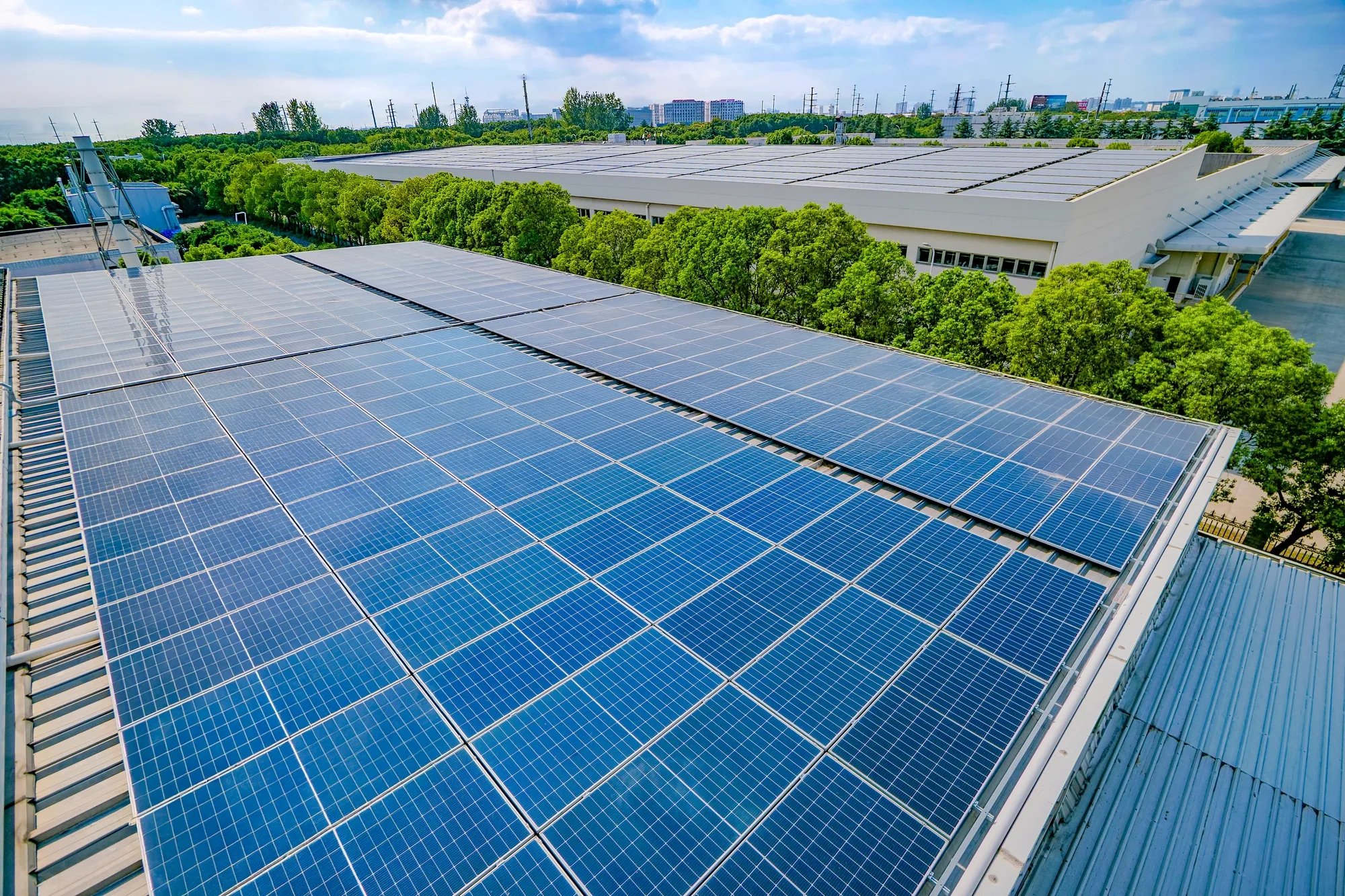 Solar panels on the roof of the Trelleborg Wuxi Boots facility supply the factory with energy.